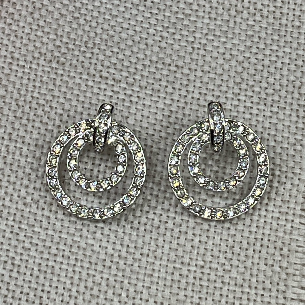 Nolan Miller Glamour Collection Pave Triple Circle Earrings w/ Box and Cert - Picture 13 of 17